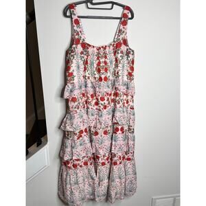 By‎ Anthropologie Sleeveless Square-Neck Tiered Midi Dress